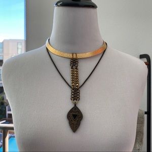 Biko Gold Brass Collar Necklace